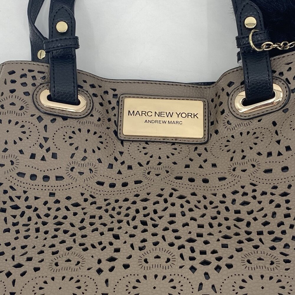 Andrew Marc Tan Beige Black Marc New York Handbag Tote Crossbody - Picture 4 of 14